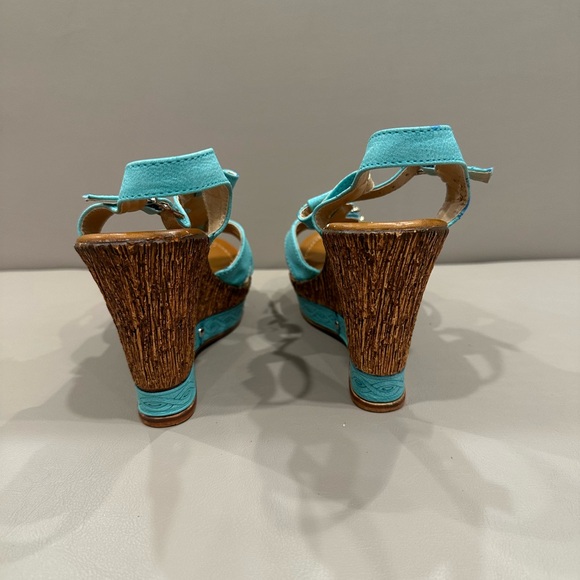 Spring Step Turquoise Beaded Wedge Sandals - Picture 8 of 9